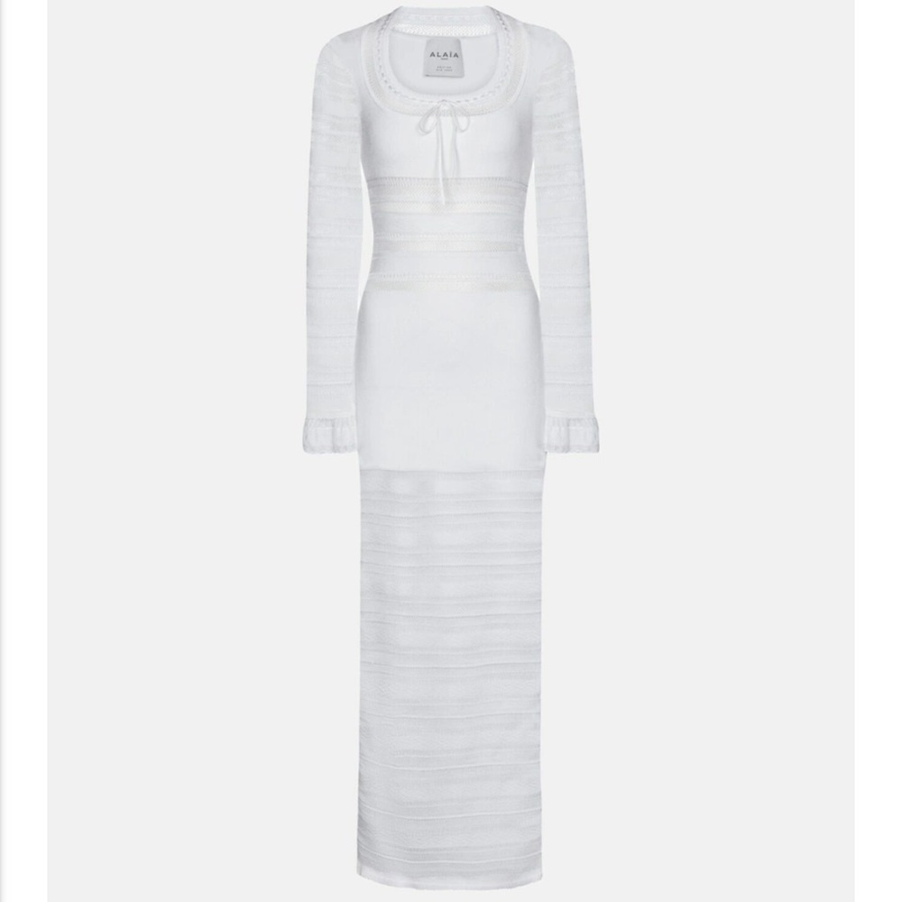 NWT Alaia White Jersey and Lace Paneled Maxi Dress FR38 - Picture 5 of 12